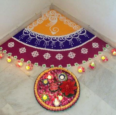 Easy corner Rangoli Designs