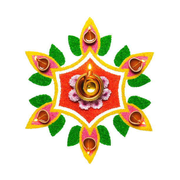 Simple Diya Rangoli for Diwali