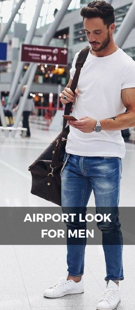 Airport Outfits For men Stylish T-shirt With Jeans