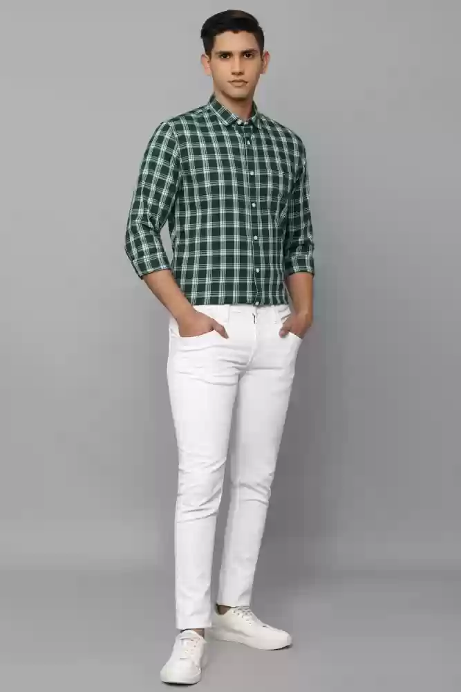 Green Check Shirt Matching Pants In White