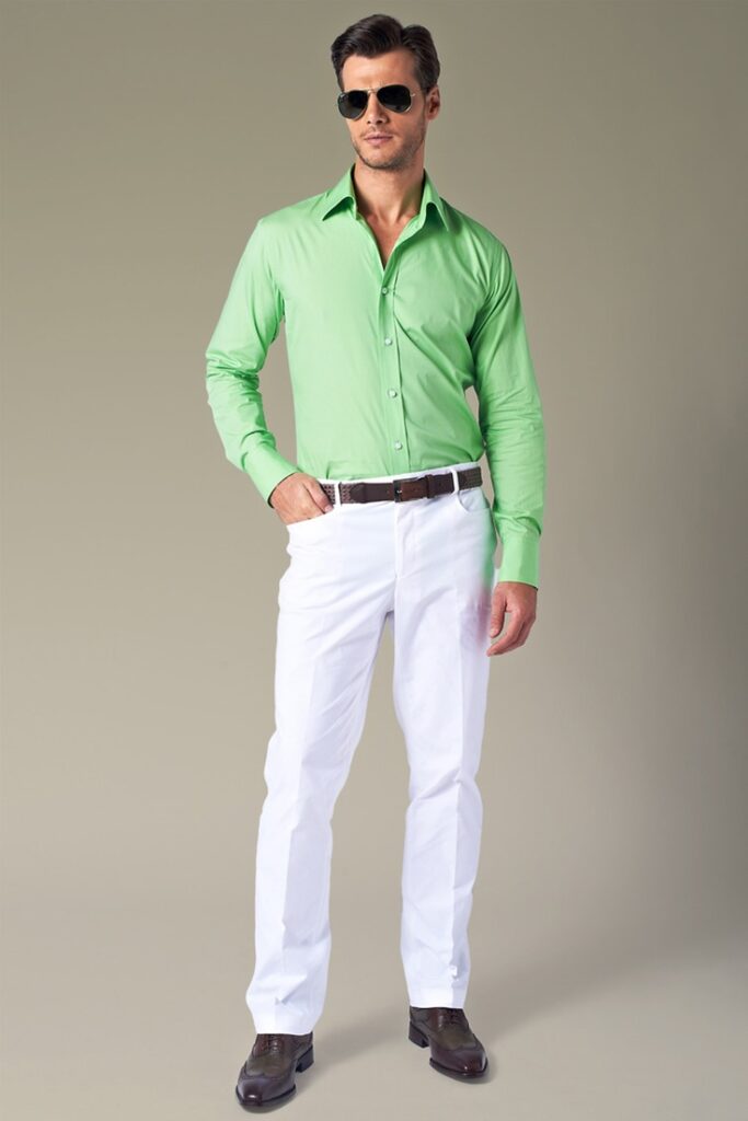 Light green shirts with White Pants