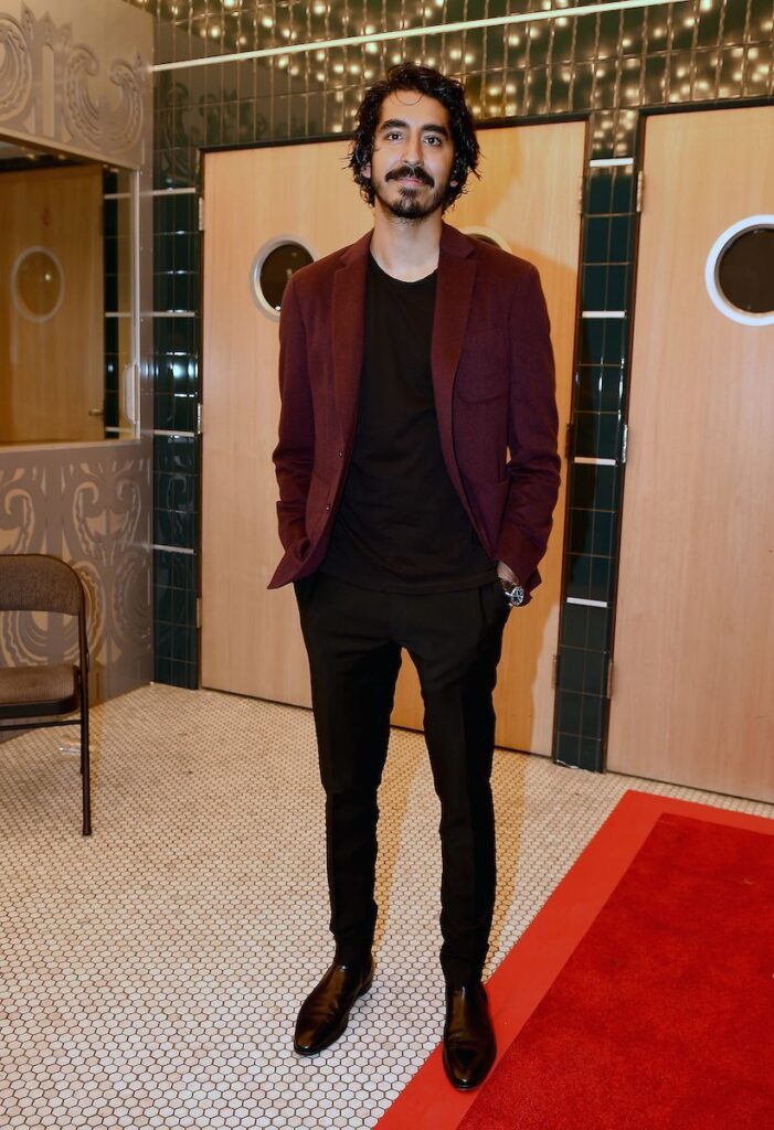 Maroon Blazer with Black Shirt and Black Pants