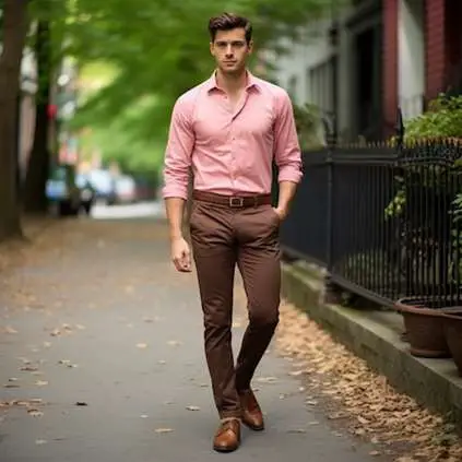 Pink Shirt with Brown Pants Matching