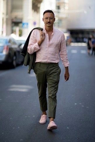 Pink Shirt with Green Pants Combination