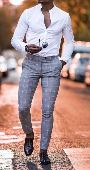 White Shirt and Checkered pants combination